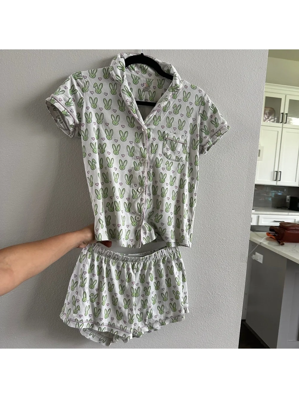 Roller Rabbit Mint Love Bunnies Polo Short PJ Pajama Set Size XXS